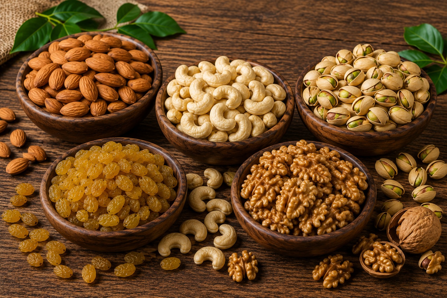 Almonds Nuts and Cashews Raisins Variety Split