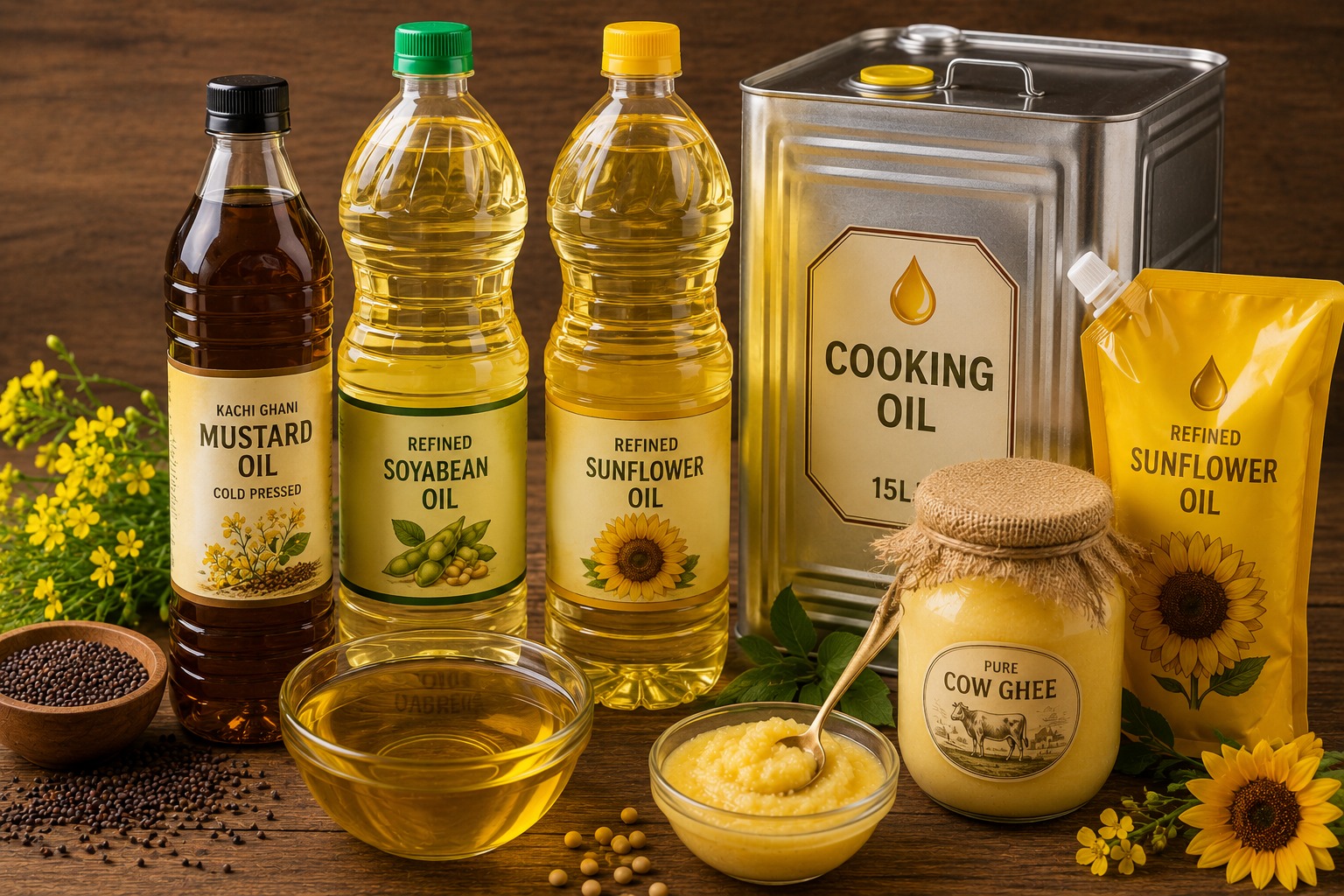 Pure cold pressed edible oils and ghee