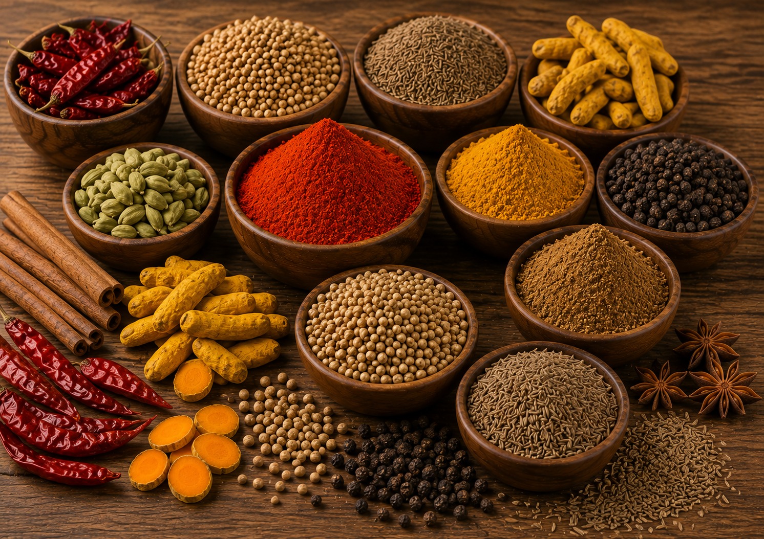 Indian spices whole and ground